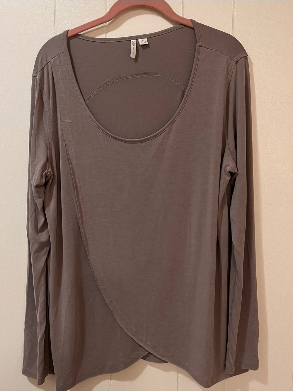 Cato Long Sleeve Scoop Neck Wrap-Front Top - Taupeb1053/c9
